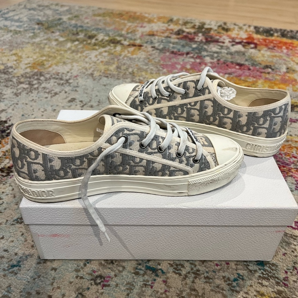 Dior Oblique Canvas Low-Top Sneakers in Gray & Cream - Picture 5 of 11